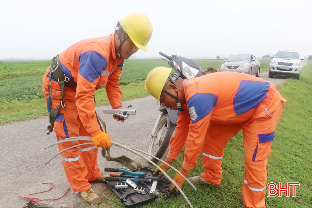 Điện lực Nghi Xuân diễn tập xử lý sự cố do thiên tai