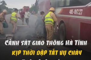 Cảnh sát giao thông Hà Tĩnh kịp thời dập tắt vụ cháy trên xe khách