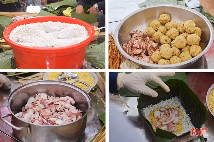 Người dân Hồng Lĩnh thi gói bánh chưng dâng Thánh tại Lễ hội đền Cả - Dinh đô quan Hoàng Mười