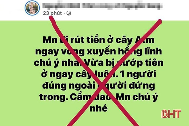 Phạt một chủ tài khoản facebook 5 triệu đồng vì đăng tin sai sự thật về vụ cướp tiền tại cây ATM