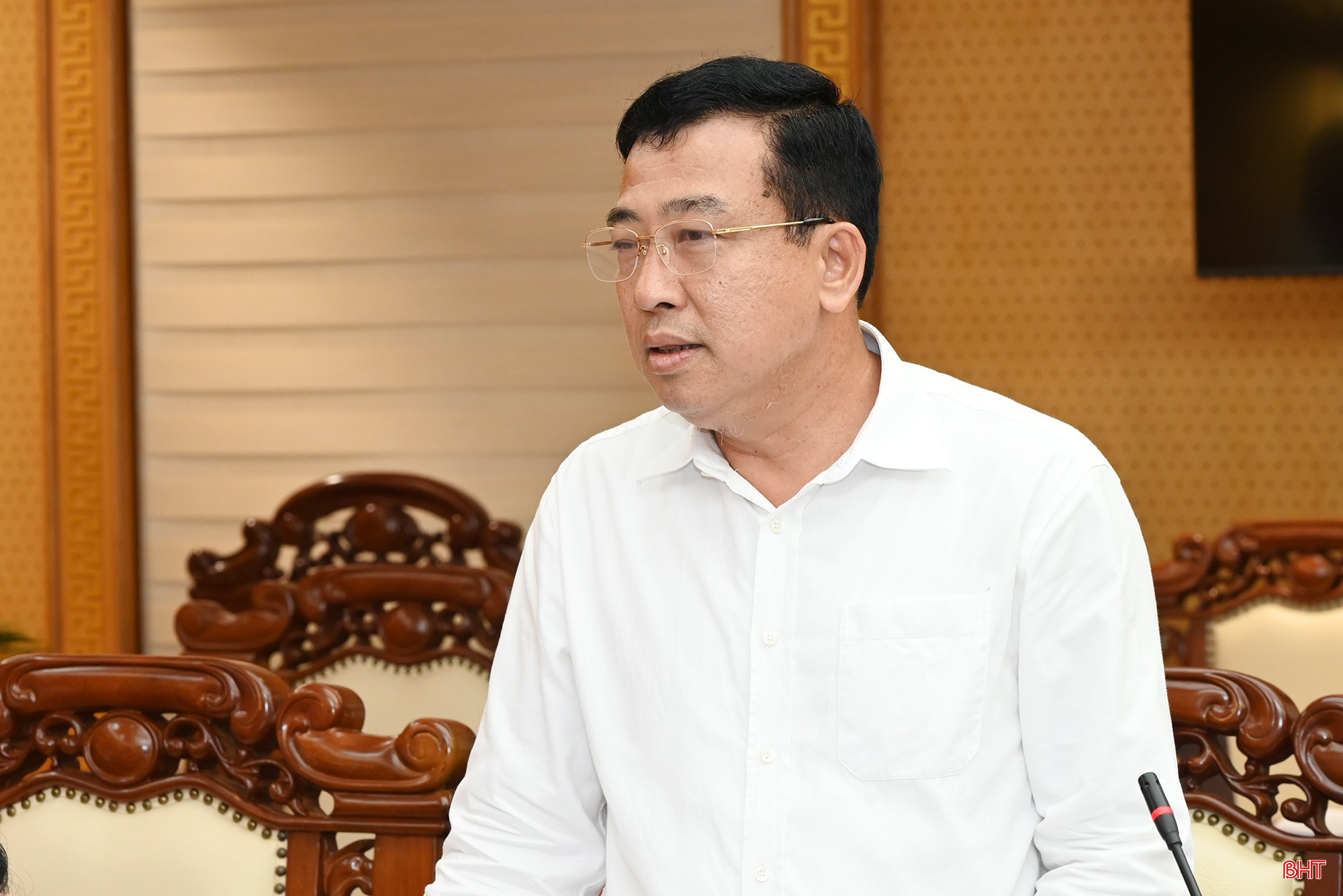 Chủ nhiệm Ủy ban Kiểm tra Tỉnh ủy Trần Tú Anh phát biểu tại hội nghị.