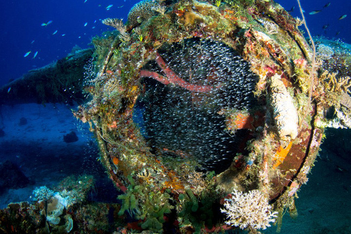 ngo ngang voi loat anh khu mo may bay quan su duoi day thai binh duong