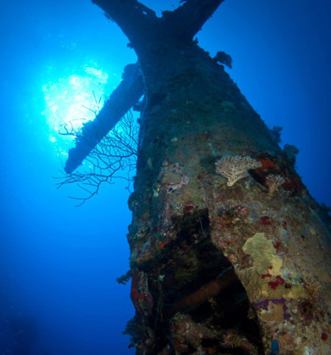 ngo ngang voi loat anh khu mo may bay quan su duoi day thai binh duong