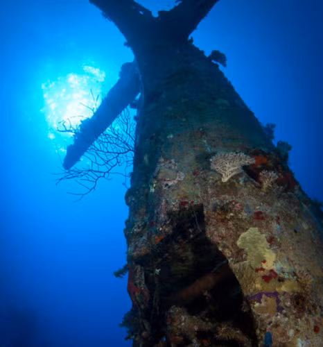 ngo ngang voi loat anh khu mo may bay quan su duoi day thai binh duong