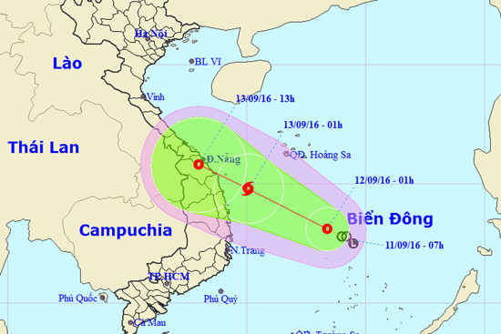 Dự báo hướng đi của áp thấp tu ha tinh den quang ngai co kha nang mua to den rat to tren dien rong