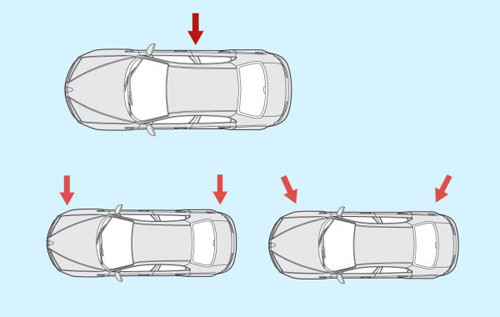 Va đập mạnh từ bên sườn kích hoạt túi khí bên và túi khí bên phía trên. tui khi tren oto hoat dong the nao
