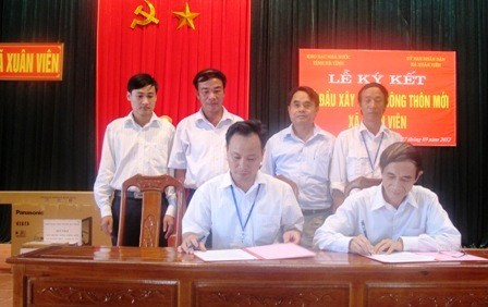 Lễ ký kết giữa Kho bạc Nhà nước tỉnh và UBND xã Xuân Viên về hỗ trợ xây dựng nông thôn mới