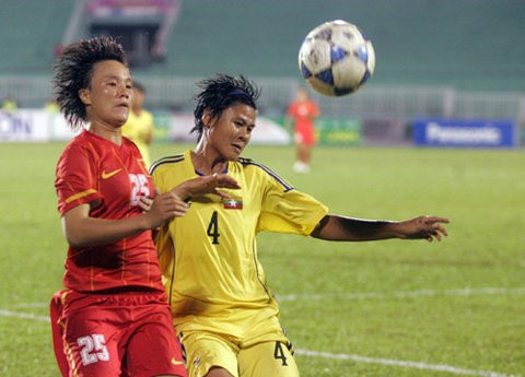 Nữ Việt Nam có trận chung kết vất vả trước Myanmar. Ảnh: An Nhơn