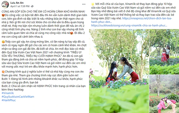 Mạng xã hội ngập tràn chương trình “Triệu ly sữa yêu thương, triệu nụ cười hạnh phúc”