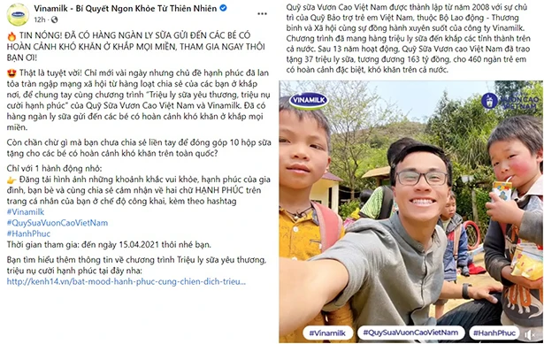 Mạng xã hội ngập tràn chương trình “Triệu ly sữa yêu thương, triệu nụ cười hạnh phúc”