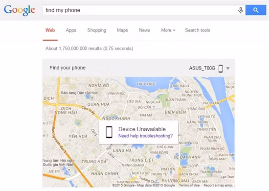 Google báo không định vị được điện thoại của bạn