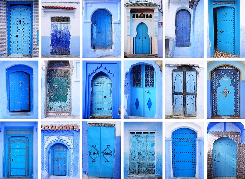 Ngắm thị trấn được sơn toàn màu xanh đẹp như trên thiên đường