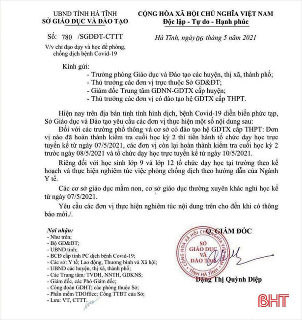 Học sinh mầm non Hà Tĩnh nghỉ học từ ngày 7/5