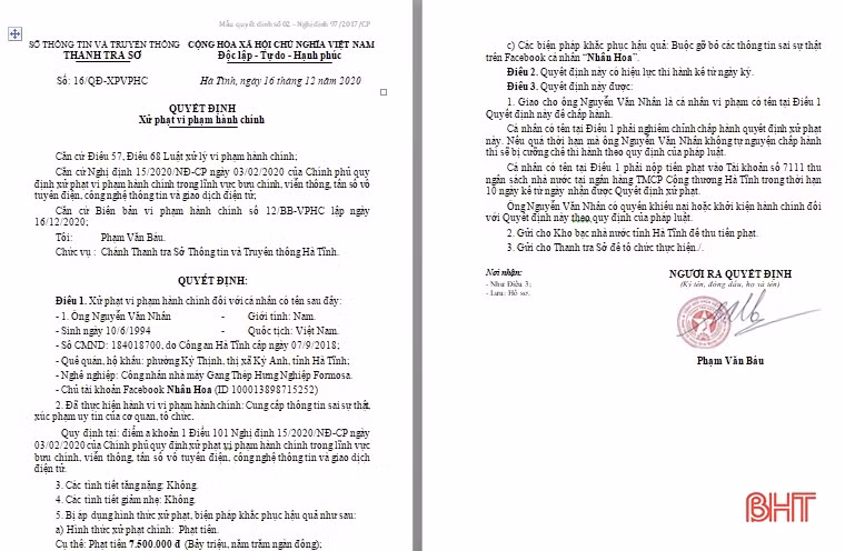 Phạt 4 chủ tài khoản facebook đăng tải thông tin sai sự thật