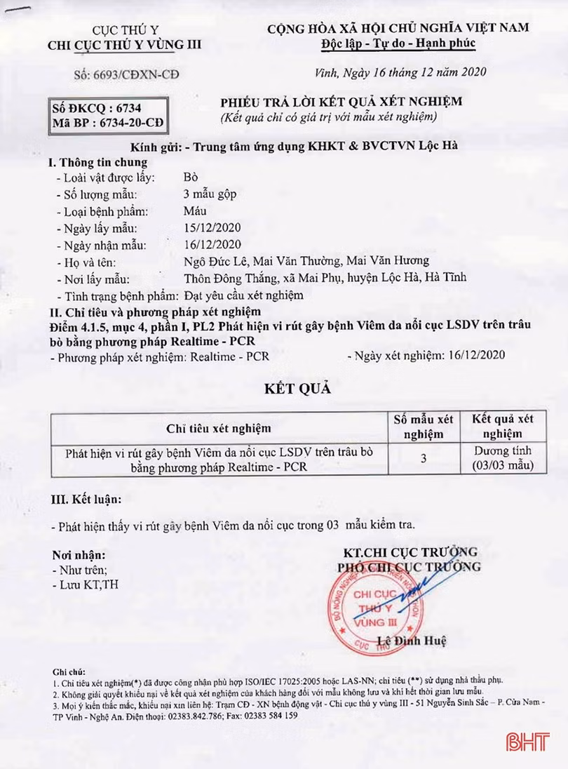 Tìm ra nguyên nhân gây bệnh lạ trên trâu bò ở Hà Tĩnh