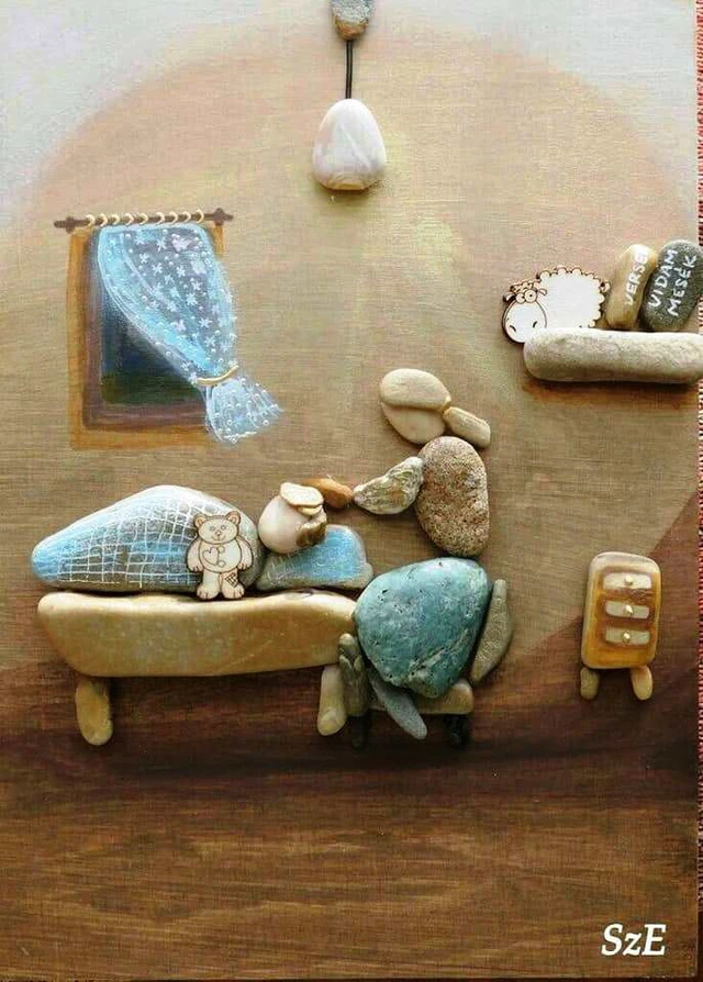 Những bức tranh độc đáo xếp từ những viên sỏi