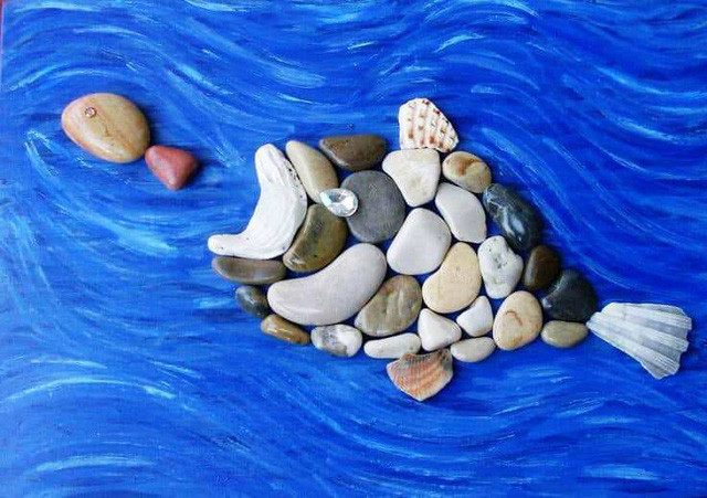 Những bức tranh độc đáo xếp từ những viên sỏi