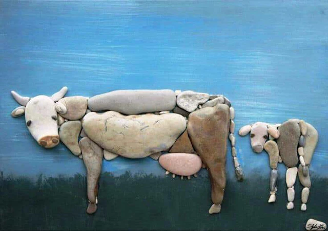 Những bức tranh độc đáo xếp từ những viên sỏi