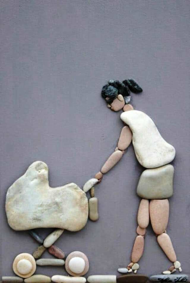 Những bức tranh độc đáo xếp từ những viên sỏi