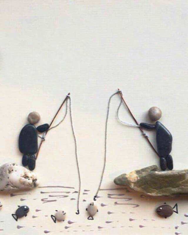 Những bức tranh độc đáo xếp từ những viên sỏi