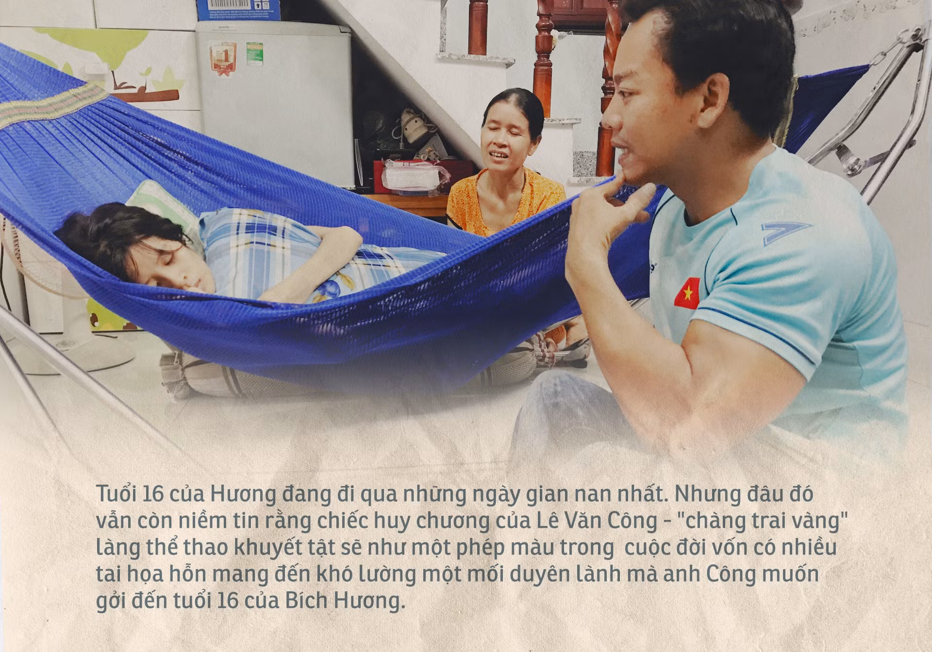 Chiếc huy chương vàng World Cup của vận động viên khuyết tật và tuổi 16 của Hương