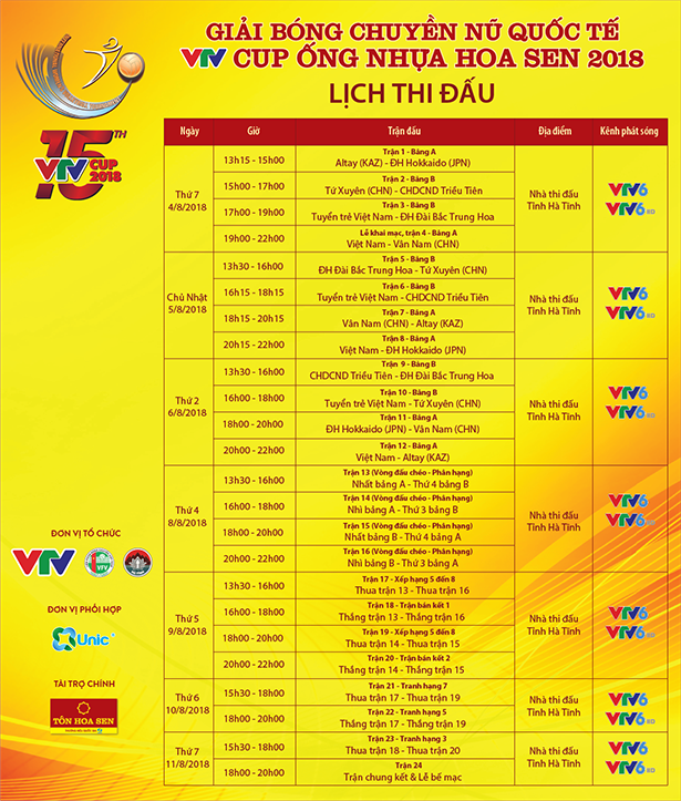 Điểm bán và giá vé xem VTV Cup 2018 tại TP Hà Tĩnh