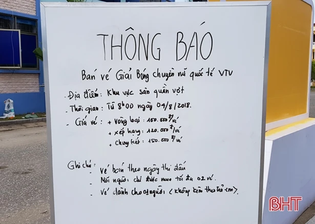 Điểm bán và giá vé xem VTV Cup 2018 tại TP Hà Tĩnh