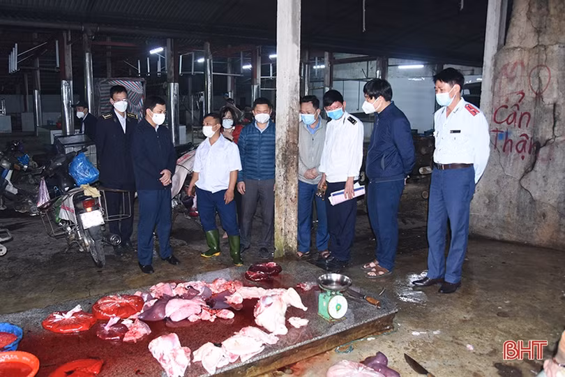 Kiểm tra đột xuất lúc rạng sáng tại các lò mổ gia súc tập trung ở Hà Tĩnh