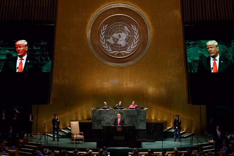 Tổng thống Mỹ Donald Trump phát biểu tại kỳ họp thường niên của Đại hội đồng Liên Hợp Quốc năm 2018. Ảnh: NYT . Chờ đợi gì ở 600 cuộc họp tại Đại hội đồng Liên Hợp Quốc
