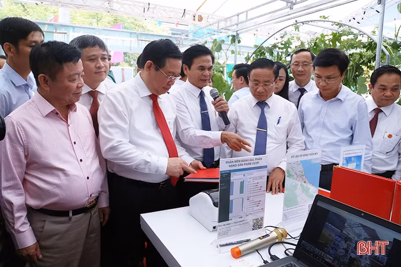 Phó Thủ tướng Vương Đình Huệ và các đại biểu ấn tượng với sản phẩm nông nghiệp, nông thôn tiêu biểu Hà Tĩnh