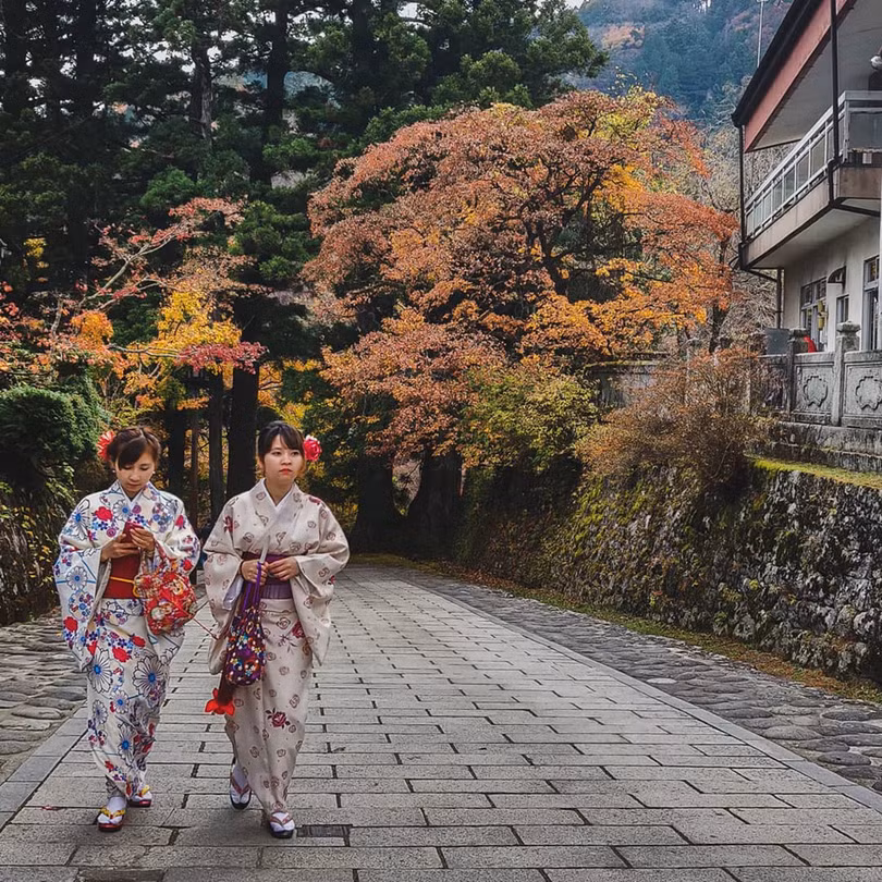 Rừng lá phong đỏ rợp trời thu Nhật Bản