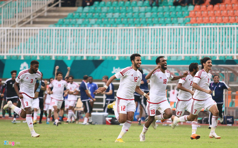 Hơn nửa đội hình Olympic UAE đánh bại Việt Nam tại trận tranh hạng 3 tại ASIAD 2018 đủ tuổi để tham dự VCK U23 châu Á 2020 . Ảnh: Quang Thịnh. Đối thủ của Việt Nam tại VCK U23 châu Á mạnh cỡ nào?