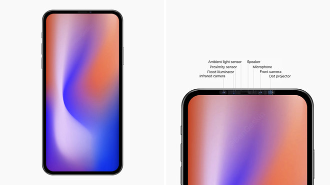 Ảnh mô tả thiết kế mặt trước không còn lỗ khuyết của iPhone 2020. Ảnh: Ben Geskin . iPhone 2020 sẽ có màn hình siêu lớn, không còn khuyết đỉnh