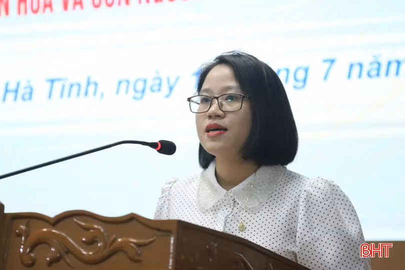 Trưởng phòng Văn hóa - Thông tin TX Kỳ Anh Hồ Minh Hằng chia sẻ về hoạt động văn hóa, thể thao, du lịch trên địa bàn.