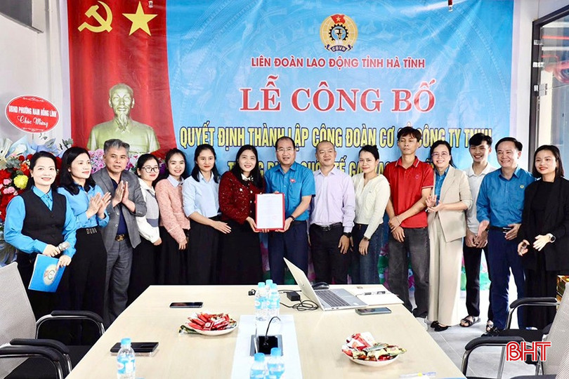 Công đoàn cơ sở Công ty TNHH Trang phục quốc tế Gaiwach Hà Tĩnh đã được thành lập, góp phần bảo vệ quyền lợi chính đáng, hợp pháp của người lao động.