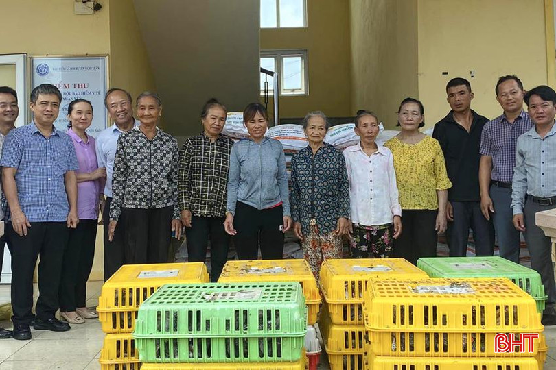 Ủy ban MTTQ huyện Nghi Xuân trao mô hình sinh kế gà giống cho hộ nghèo trên địa bàn. 3.jpg