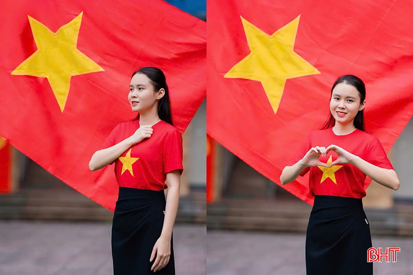 Cũng như nhiều bạn trẻ, Giang Thanh đã ghi lại hình ảnh đẹp với lá cờ Tổ quốc trong dịp lễ trọng đại của đất nước. bqbht_br_9.jpg