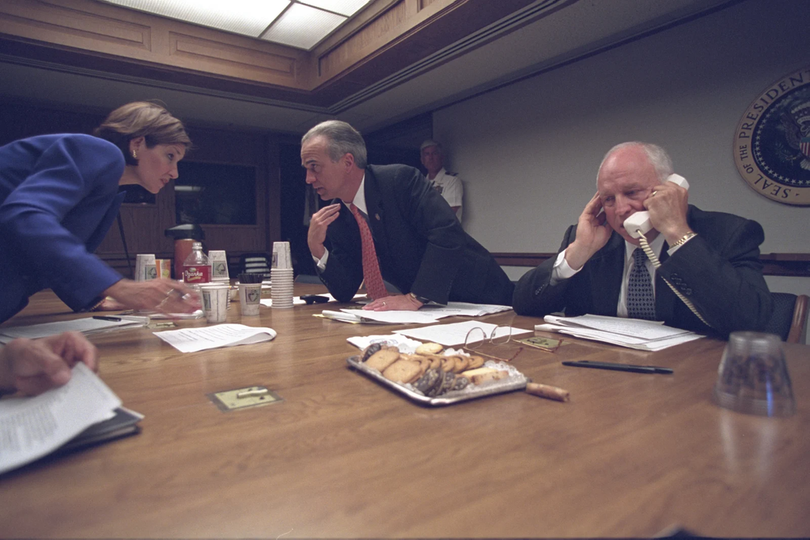 Hầm trú ẩn của Tổng thống được sử dụng khi nước Mỹ bị khủng bố ngày 11/9/2001. Ảnh: Lưu trữ Quốc gia Mỹ. Bên trong hầm trú ẩn của ông Trump