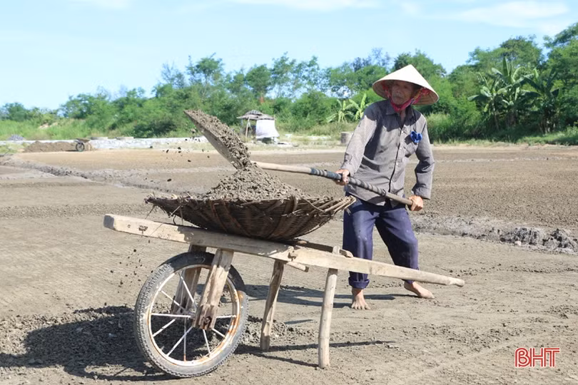 Những người “đón nắng” trên đồng muối Hà Tĩnh