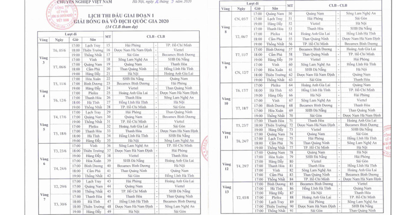 Lịch thi đấu vòng 3 V.League 2020: 18h, Hồng Lĩnh Hà Tĩnh - Quảng Ninh