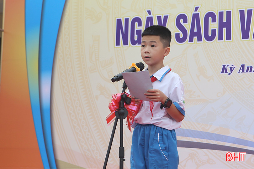 Em Dương Đình Khang học sinh lớp 5E (Trường Tiểu học Lâm Hợp) phát biểu cảm nghĩ về giá trị của đọc sách. a5.jpg