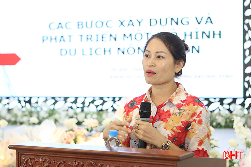 Tiến sỹ Trần Thị Thủy - Giảng viên chính Khoa Du lịch và Công tác xã hội (Trường Đại học Vinh, Nghệ An) trình bày tham luận: "Các bước xây dựng và phát triển một mô hình du lịch nông thôn". a6.jpg