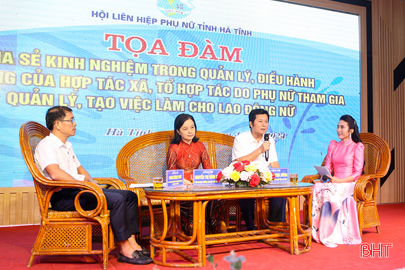 Lãnh đạo Liên minh HTX Hà Tĩnh và đại diện Sở KH&ĐT, Chi cục Phát triển Nông nghiệp Hà Tĩnh trao đổi các thông tin về chủ trương, chính sách của Nhà nước và tỉnh trong phát triển mô hình kinh tế tập thể. a3.jpg