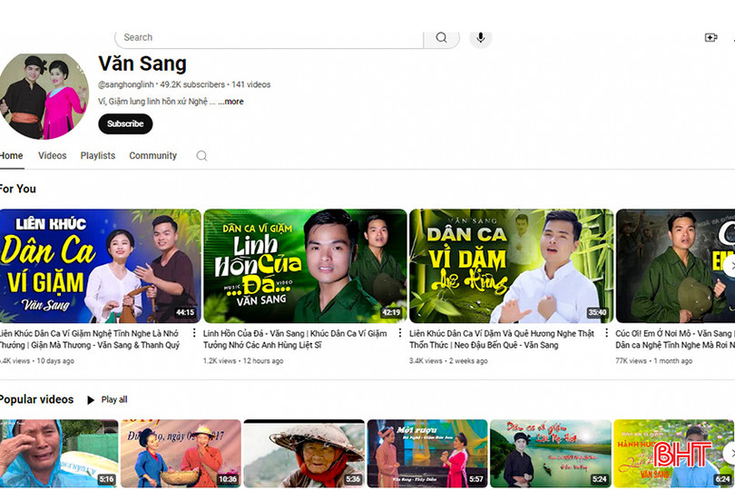 Nỗ lực lan tỏa dân ca ví, giặm, Nghệ nhân Trần Văn Sang đã lập kênh youtube thu hút 49.200 lượt theo dõi. z5605703436302_e3eb889de2be2fdaefa4eee4012ce64b.jpg