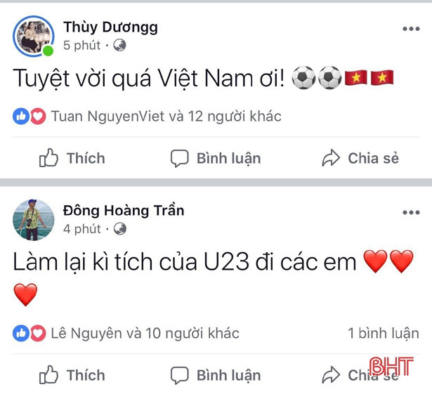 Cư dân mạng Hà Tĩnh “dậy sóng” với chiến thắng của đội tuyển Việt Nam
