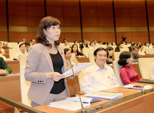 Đại biểu Quốc hội tỉnh Nam Định Hoàng Thị Tố Nga phát biểu ý kiến. Ảnh: An Đăng - TTXVN