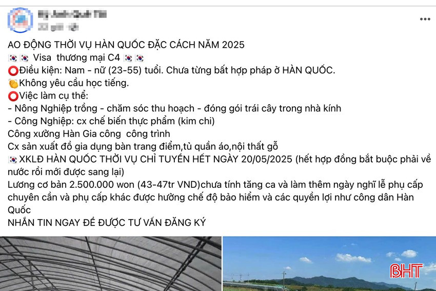 Trang mạng xã hội đưa thông tin về đưa lao động đi làm việc thời vụ tại Hàn Quốc. bqbht_br_z6576463349215-388b715f13d2ee230896f4402b8fa7caa.jpg