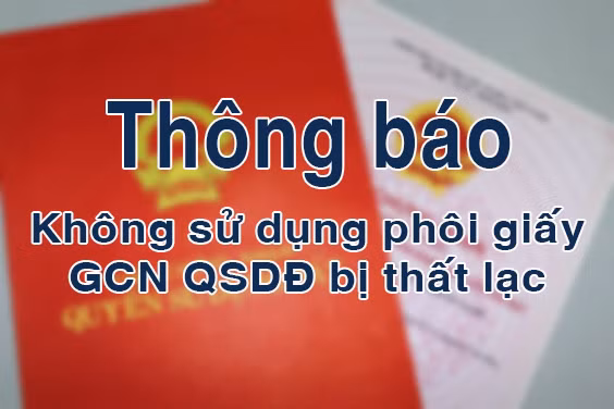 thong bao khong su dung 5 phoi giay gcn qsdd bi that lac