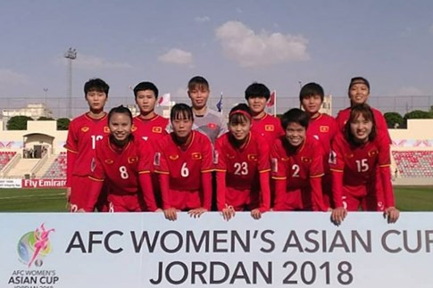 ĐT nữ Việt Nam thua 0-4 trước Nhật Bản trong trận mở màn Asian Cup 2018. (Ảnh: VFF) nhat ban thang dam doi tuyen viet nam trong tran mo man asian cup nu 2018
