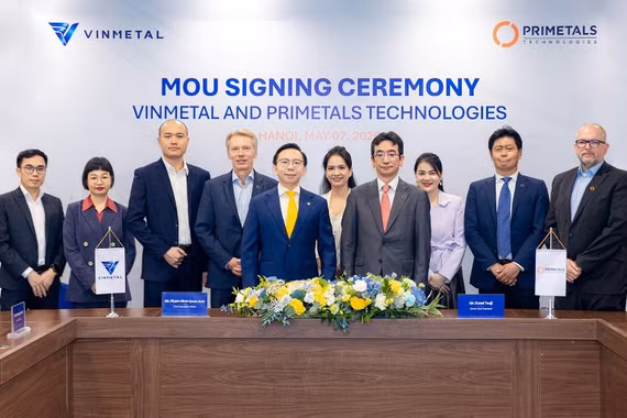  VinMetal hợp tác Primetals phát triển công nghệ sản xuất thép tiên tiến hàng đầu thế giới